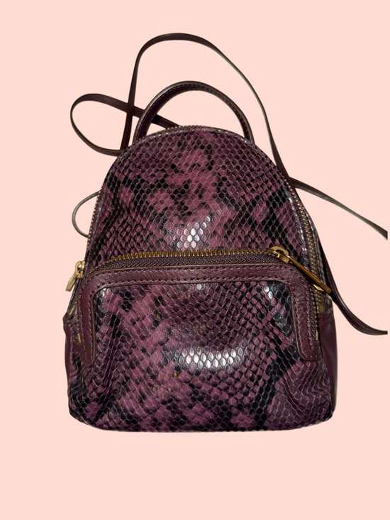 Fossil Handbags - Fossil Purple Snakeskin Embossed Leather Mini Backpack Crossbody Purse